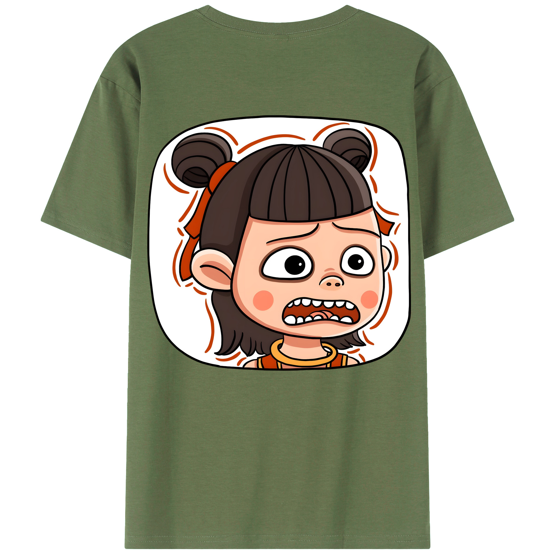 （画像用） Ne Zha 2 ナタ 魔童の大暴れ 綿100％ メンズ半袖Tシャツ（バックプリント） 通気性